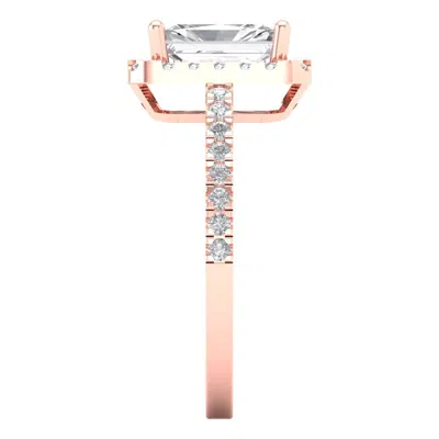 Pre-owned Pucci 1.85ct Emerald Cut Solitaire Bridal Promise Engagement Ring Halo 14k Rose Gold In D
