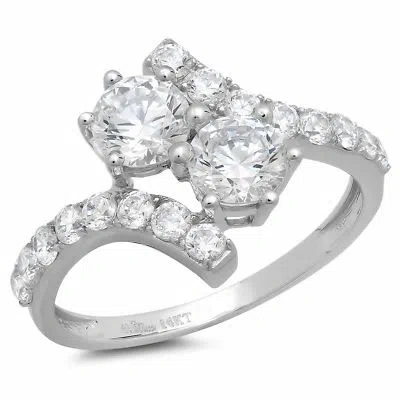 Pre-owned Pucci 1.88ct Round Cut Simulated Diamond Wedding Anniversary Ring 14k White Gold