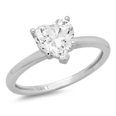 Pre-owned Pucci 1.8ct Heart Cut Simulated Engagement Promise Solitaire Ring 14k White Solid Gold