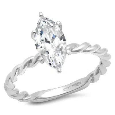 Pre-owned Pucci 1.8ct Marquise Simulated Diamond Engagement Anniversary Ring 14k White Gold