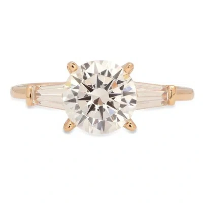 Pre-owned Pucci 1.8ct Round Simulated Diamond 3 Stone Engagement Statement Ring 14k Yellow Gold