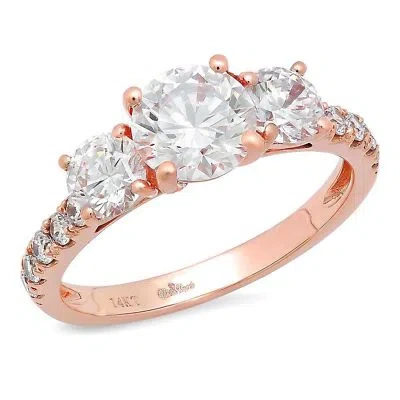 Pre-owned Pucci 1.8ct Round Simulated Diamond 3 Stone Engagement Anniversary Ring 14k Rose Gold