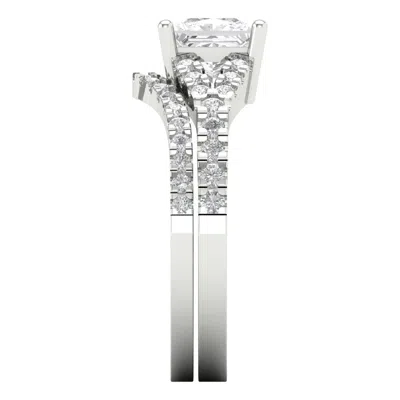 Pre-owned Pucci 1.90ct Princess Cut Solitaire Halo Engagement Ring Band Set Solid 14k White Gold In White/colorless