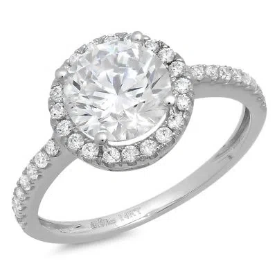 Pre-owned Pucci 1.95ct Round Simulated Diamond Halo Engagement Anniversary Ring 14k White Gold In White/colorless