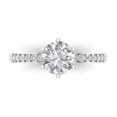 Pre-owned Pucci 1.96 Round Cut Moissanite Classic Bridal Statement Designer Ring 14k White Gold In White/colorless
