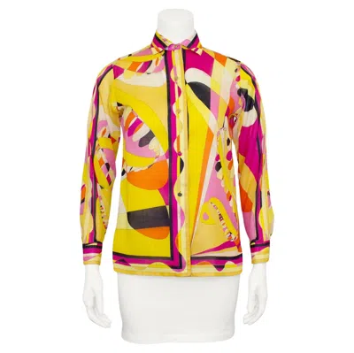 Pre-owned Pucci 1960s Emilio  Black, Pink And Orange Cotton Buttondown