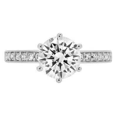 Pre-owned Pucci 1.96ct Round Cut Accent Solitaire Simulated Engagement Ring 14k White Solid Gold In White/colorless