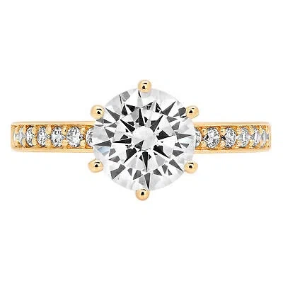 Pre-owned Pucci 1.96ct Round Cut Moissanite Promise Bridal Wedding Designer Ring 14k Yellow Gold In White/colorless