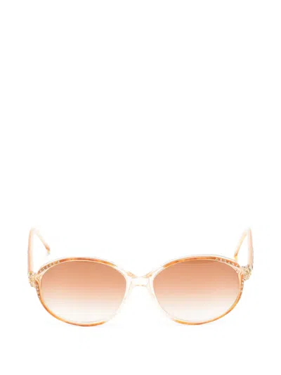 Pre-owned Pucci 1970s Crystal-embellished Oval-frame Sunglasses In Orange