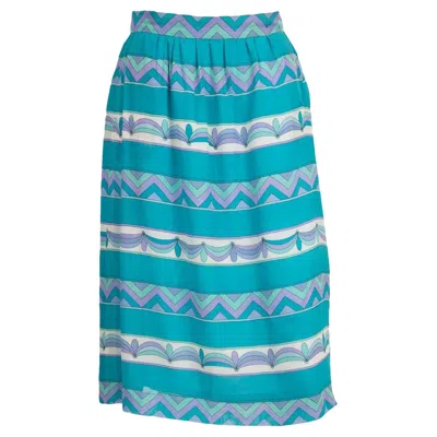 Pre-owned Pucci 1970s Emilio  Iconic Silk Skirt In Gray
