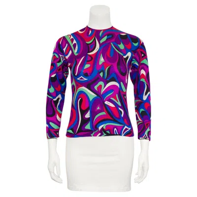 Pre-owned Pucci 1970s Emilio  Thin Wool Sweater With Bow In Gray
