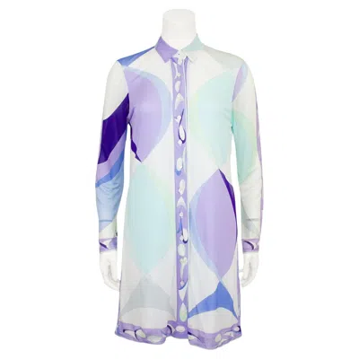 Pre-owned Pucci 1990s Emilio  Abstract Printed Blue And Purple Tunic