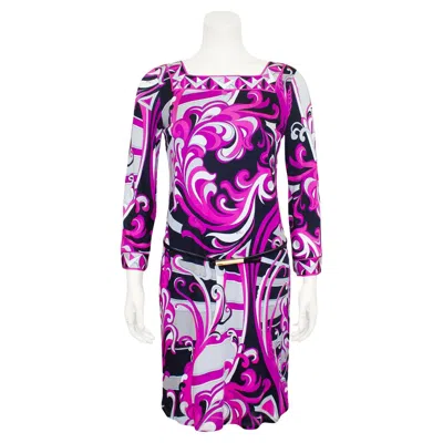Pre-owned Pucci 1990s Emilio  Pink Printed Dress With Belt