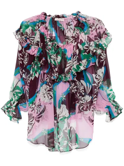 Pre-owned Pucci 1990s Ruffled Silk Blouse In Pink