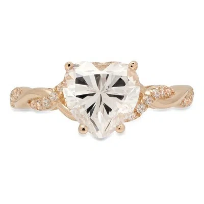 Pre-owned Pucci 1.99ct Heart Simulated Engagement Wedding Promise Twisted Ring 14k Yellow Gold In D