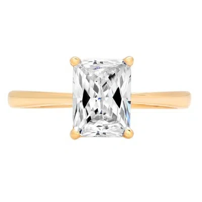 Pre-owned Pucci 1.9ct Emerald Cut Anniversary Simulated Engagement Bridal Ring 14k Yellow Gold In D