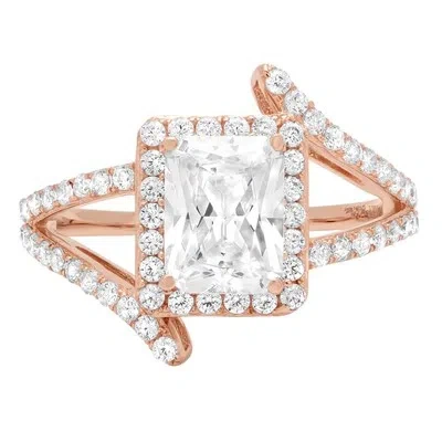 Pre-owned Pucci 1.9ct Simulated Diamond Emerald Designer Engagement Promise Ring 14k Rose Gold