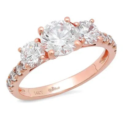 Pre-owned Pucci 1.9ct Round Simulated Diamond 3 Stone Engagement Anniversary Ring 14k Rose Gold