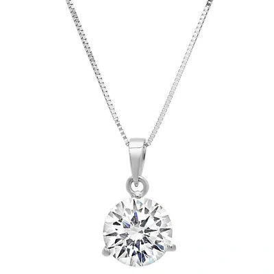 Pre-owned Pucci 1.9ct Round Cut Simulated Solitaire Martini 14k White Gold Pendant 16" Chain In D
