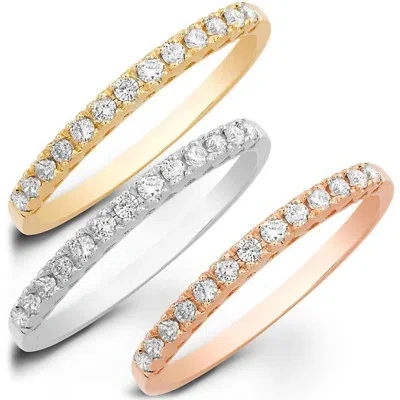 Pre-owned Pucci 1.9ct Round Simulated Diamond Stackable Petite Anniversary Band14k Tri Tone Gold In White/colorless