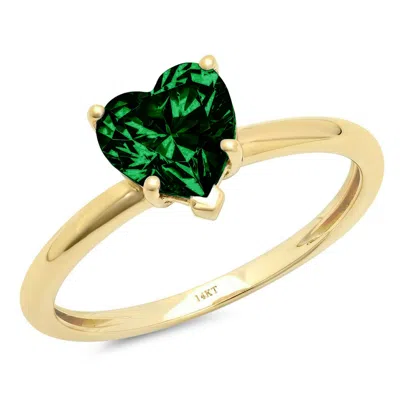 Pre-owned Pucci 1.0ct Heart Cut Simulated Emerald Wedding Bridal Promise Ring 14k Yellow Gold In Green