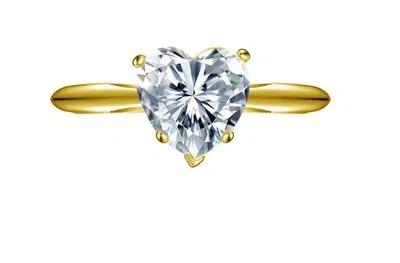 Pre-owned Pucci 1ct Heart Cut Simulated Diamond Solitaire Promise Wedding Ring 14k Yellow Gold In White/colorless