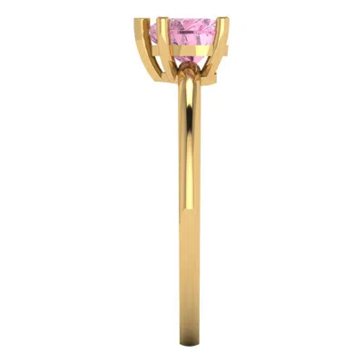 Pre-owned Pucci 1ct Heart Designer Statement Bridal Classic Pink Stone Ring 14k Yellow Gold