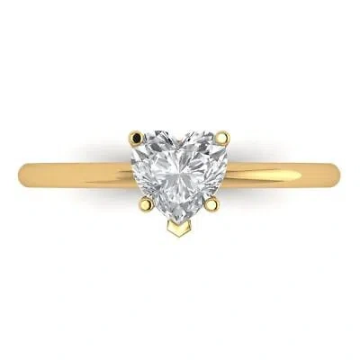 Pre-owned Pucci 1ct Heart Designer Statement Bridal Classic Ring 14k Yellow Gold Real Moissanite