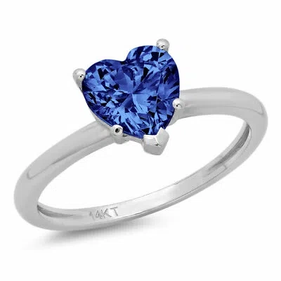 Pre-owned Pucci 1ct Heart Tanzanite Stone Wedding Bridal Designer Promise Ring 14k White Gold