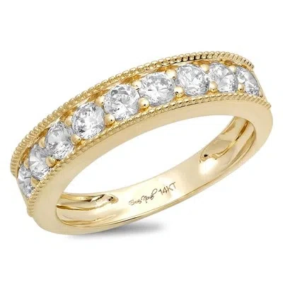 Pre-owned Pucci 1ct Round Cut Simulated Diamond Promise Wedding Anniversary Band 14k Yellow Gold In White/colorless