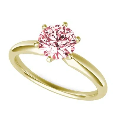 Pre-owned Pucci 1.0ct Round Cut Simulated Pink Diamond Wedding Promise Ring 14k Yellow Gold