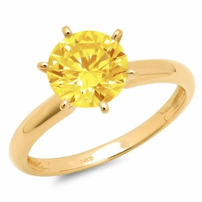 Pre-owned Pucci 1ct Round Cut Yellow Gem Designer Statement Bridal Classic Ring 14k Yellow Gold