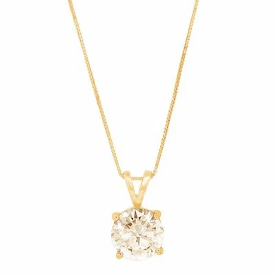 Pre-owned Pucci 1ct Round Cut Yellow Lab Created Moissanite Pendant 18" Chain 14k Yellow Gold