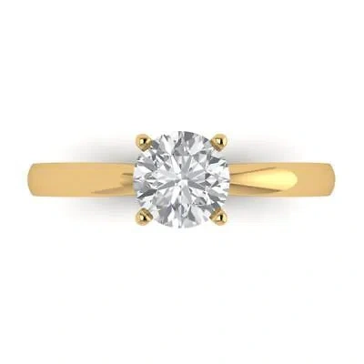 Pre-owned Pucci 1ct Round Statement Bridal Ring 14k Yellow Gold Lab Created White Sapphire