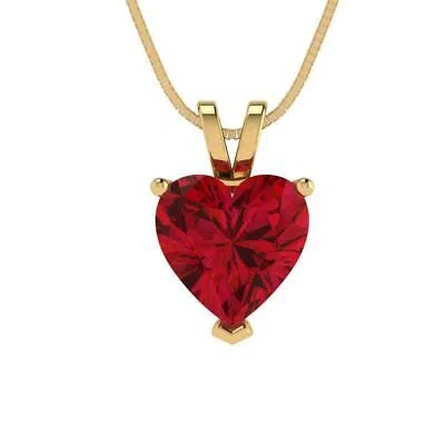 Pre-owned Pucci 2 Ct Heart Cut Simulated Tourmaline Pendant Necklace 18" Chain 14k Yellow Gold