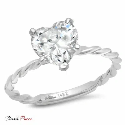 Pre-owned Pucci 2 Ct Heart Cut Vvs1 Promise Twisted Knot Rope Solitaire Ring Band 14k White Gold In White/colorless