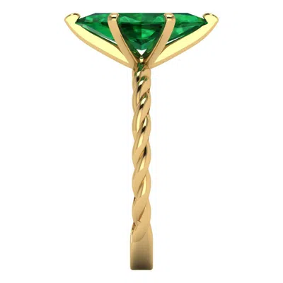 Pre-owned Pucci 2 Ct Marquise Cut Rope Emerald Designer Statement Bridal Ring 14k Yellow Gold