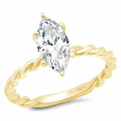 Pre-owned Pucci 2 Ct Marquise Cut Rope Statement Bridal Classic Engagement Ring 14k Yellow Gold In D