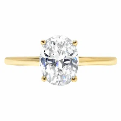 Pre-owned Pucci 2ct Oval Cut Simulated Diamond Classic Solitaire Engagement Ring 14k Yellow Gold In White/colorless