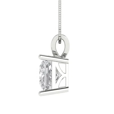 Pre-owned Pucci 2 Ct Princess Cut Classic Pendant 16 Gift Chain 14k White Gold Real Moissanite In D