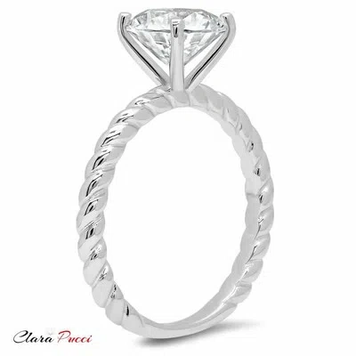 Pre-owned Pucci 2 Ct Round Promise Twisted Knot Rope Solitaire Ring Band Solid 14k White Gold In D