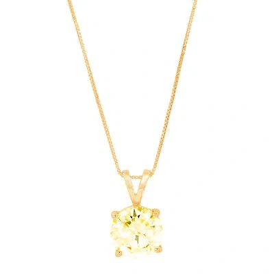 Pre-owned Pucci 2 Ct Round Vvs1 Yellow Solitaire Pendant Necklace 16 Box Chain 14k Yellow Gold