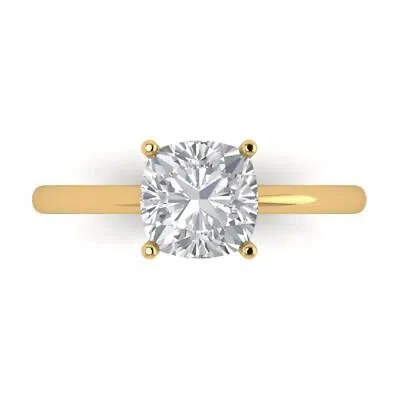 Pre-owned Pucci 2 Cushion Statement Bridal Ring 14k Yellow Gold Lab Created White Sapphire