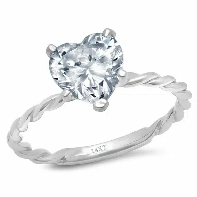 Pre-owned Pucci 2 Heart Cut Designer Rope Statement Natural Aquamarine Ring Real 14k White Gold