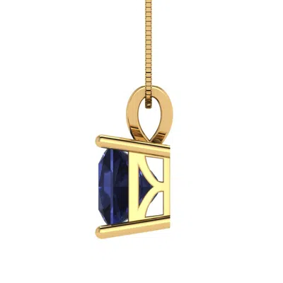 Pre-owned Pucci 2 Princess Classic Designer Blue Sapphire Pendant 16" Chain 14k Yellow Gold In Simulated Blue