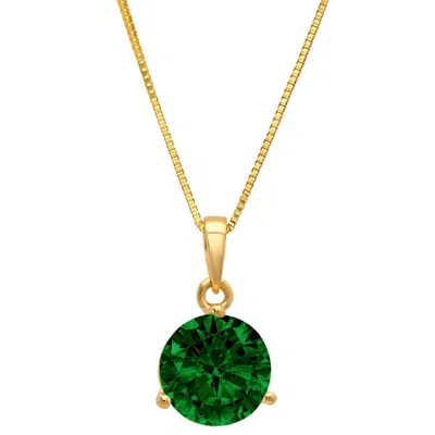Pre-owned Pucci 2 Round Vvs1 Emerald Martini Pendant Necklace 16 Box Chain Box 14k Yellow Gold