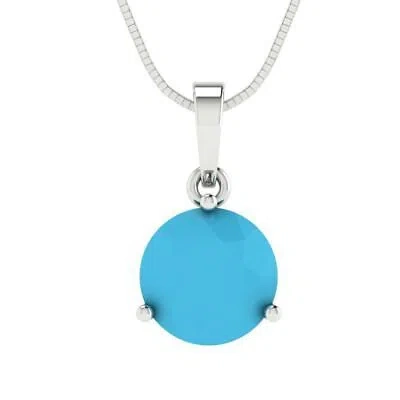 Pre-owned Pucci 2 Round Martini Simulated Turquoise Pendant Necklace 18" Chain 14k White Gold