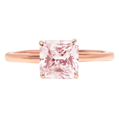 Pre-owned Pucci 2.0ct Asscher Cut Simulated Pink Diamond Wedding Promise Ring 14k Rose Gold