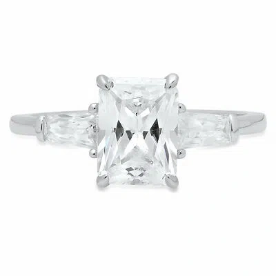 Pre-owned Pucci 2.0 Ct Emerald Baguette Solitaire Engagement Bridal Wedding Ring 14k White Gold In White/colorless