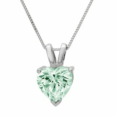Pre-owned Pucci 2.0 Ct Heart Cut Lab Created Blue Moissanite Pendant 18" Chain 14k White Gold In D